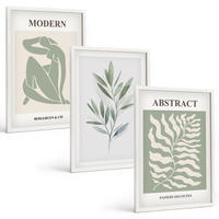 BILDER SET 3er Set - 40x60 cm Weißer Rahmen - Matisse Aquarell Boho-Design - Weiß, Kunststoff (40/60cm) - TULUP