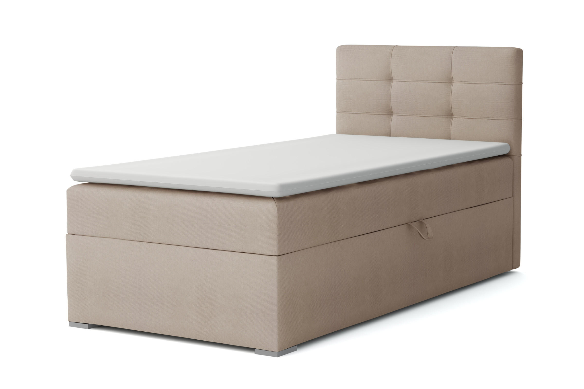 BOXBETT FLO 90/200 in Velours Beige rechts H3 - Beige, Holz/Holzwerkstoff (90/200cm) - Deine Möbel 24