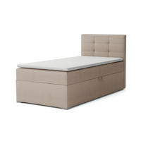 BOXBETT FLO 90/200 in Velours Beige rechts H3 - Beige, Holz/Holzwerkstoff (90/200cm) - Deine Möbel 24