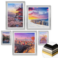 WANDBILDER 5er Set - 50x50 cm & 20x30 cm & 40x60 cm Silberner Rahmen - Romantische Himmelslandschaften - Silberfarben, Kunststoff (40/60cm) - ArtPrintCave