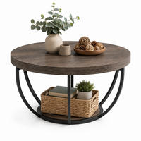 COUCHTISCH 80/80/45 cm grau aus Holz und Metall mit 2 Ebenen - Grau, Metall (80/80/45cm) - OKWISH