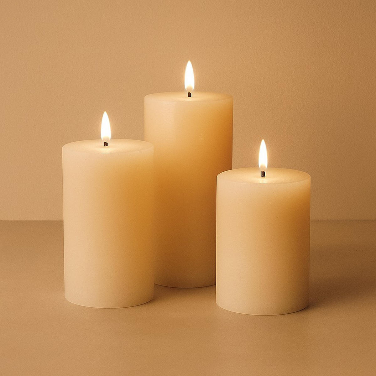 LED-KERZEN Ø 7,5 cm 3er-Set - Beige, Kunststoff (7.5/7.5/15cm) - Home Styling Collection