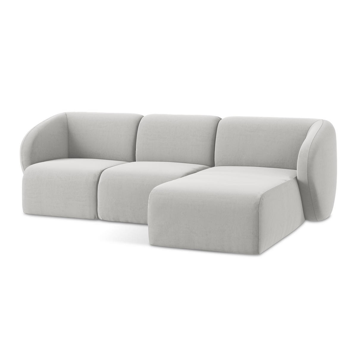 ECKSOFA Rechts Samt Stoff Grau - Silberfarben/Schwarz, Holzwerkstoff/Kunststoff (248/166cm) - LaMiaSofa