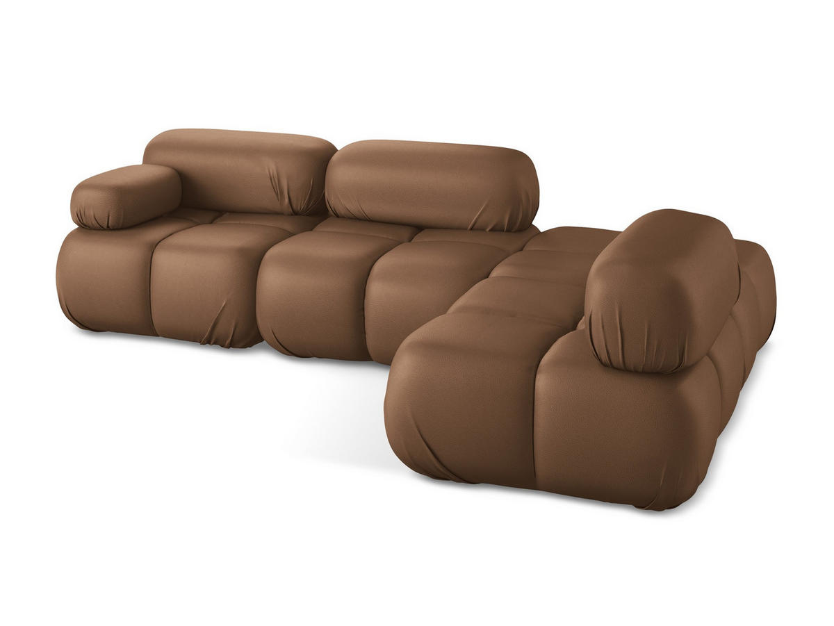 ECKSOFA Rechts Kunstleder Braun - Lila/Schwarz, Leder/Kunststoff (285/190cm) - Makamii