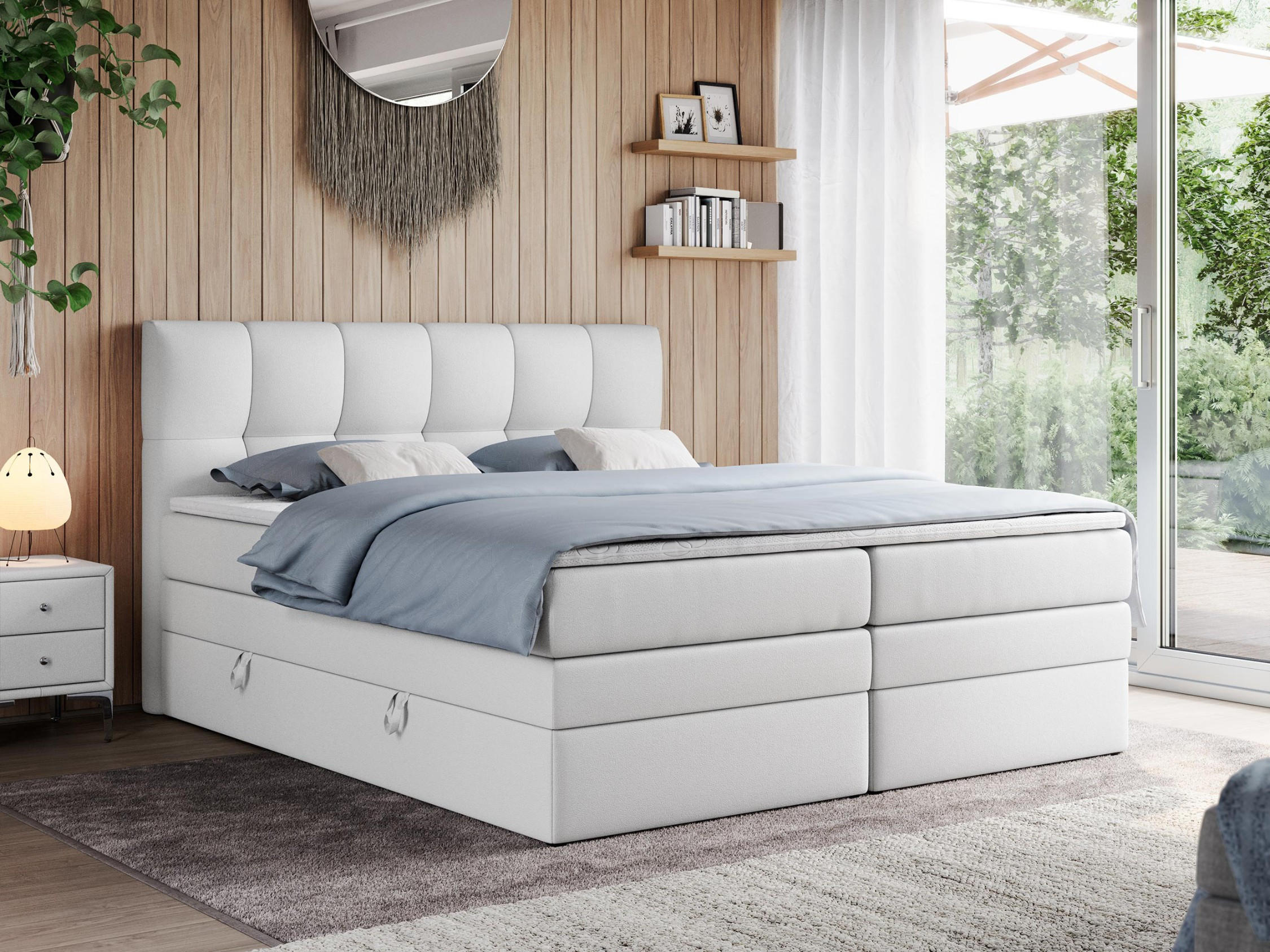 BOXSPRINGBETT ALVIN KING 120/200 Weiß Kunstleder - H3 - Weiß, Holz/Textil (120/200cm) - MKS