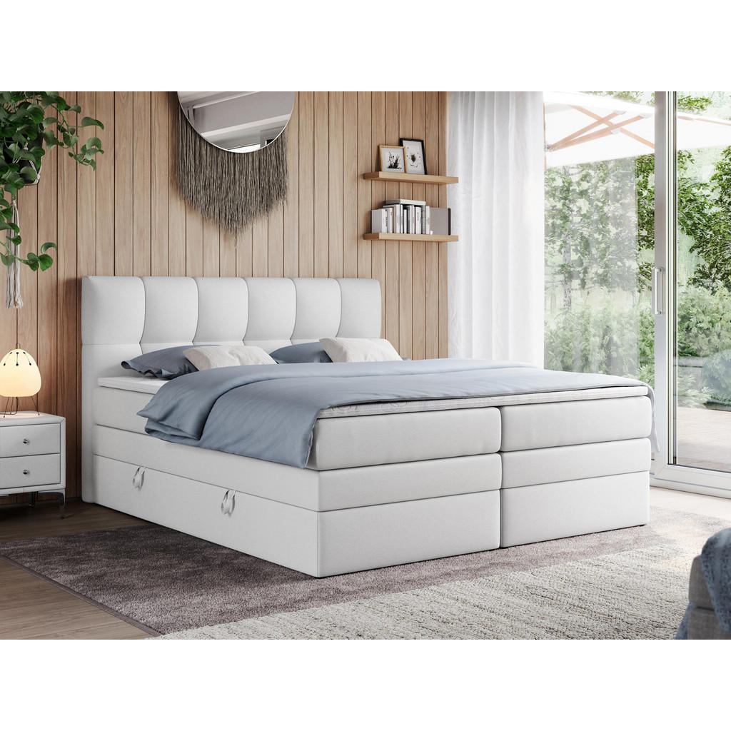 Thumbnail - MKS Boxspringbett, Weiß, Textil, 2-Sitzer, H3, Rechteckig, 120x200 cm, Schlafzimmer, Betten, Boxspringbetten