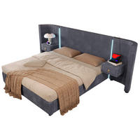 POLSTERBETT 180/200 cm grau mit LED-Leiste und hydraulischem Stauraum - Grau, Textil (180/200cm) - OKWISH