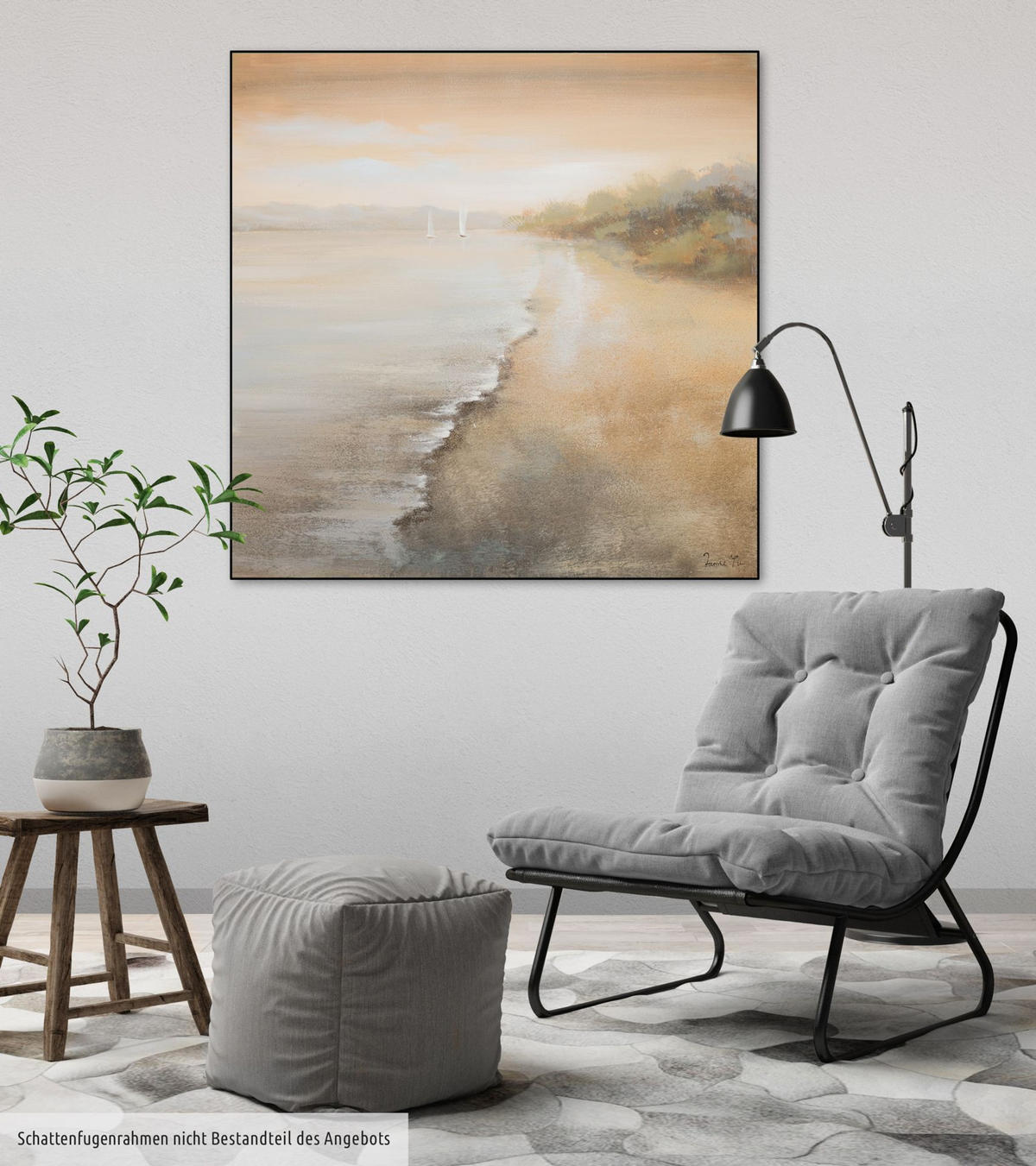 OLEJOMAĽBA 80/80 cm, More a pláž - hnedá, drevo/textil (80/80cm) - KUNSTLOFT