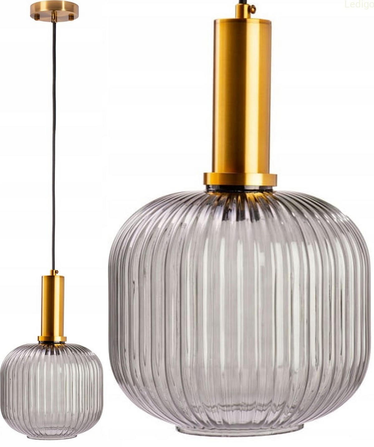PENDELLEUCHTE Paris - Goldfarben/Hellgrau, Glas/Metall (20/20/117cm)