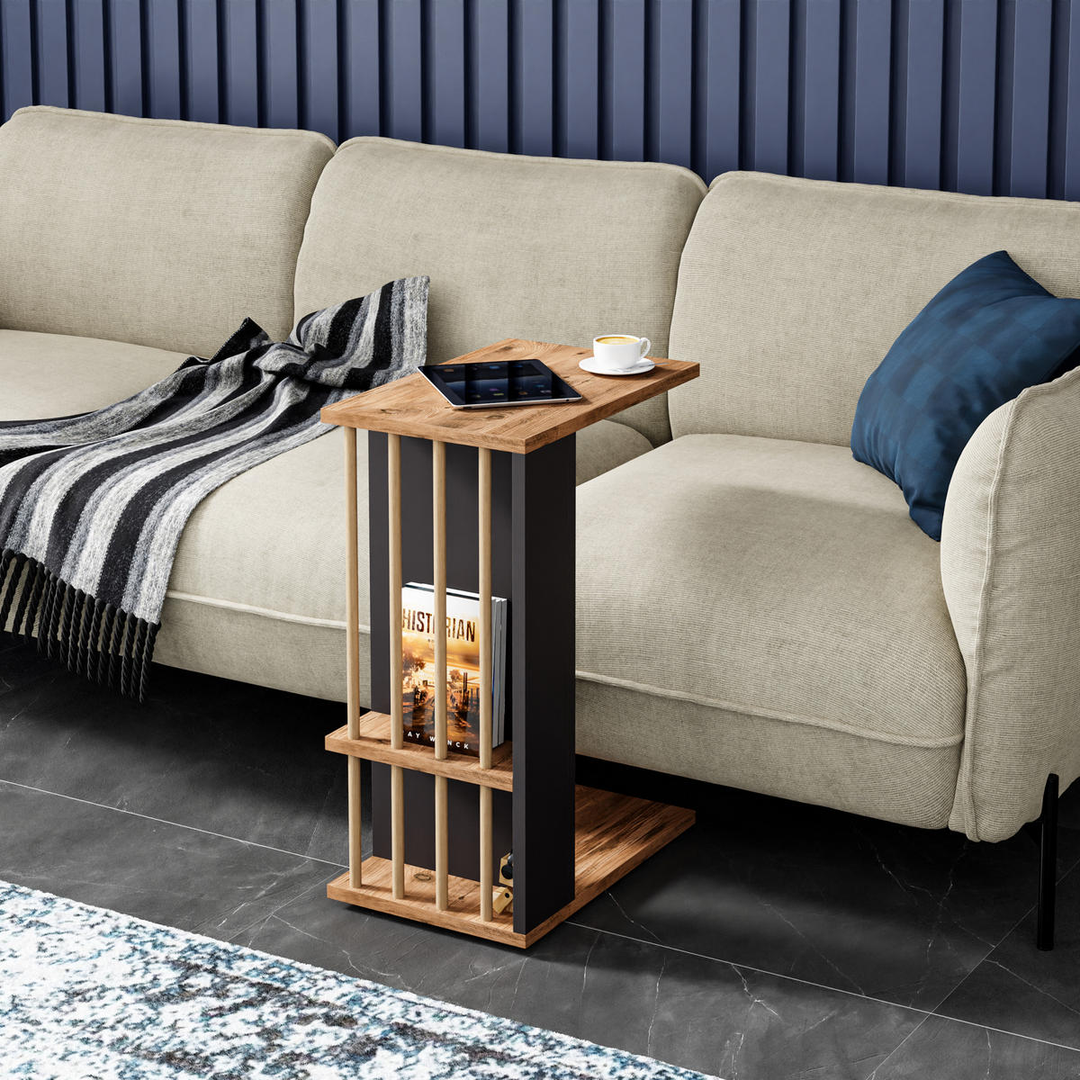 BEISTELLTISCH Siikainen - Schwarz/Braun, Holzwerkstoff (29/44/65cm) - [en.casa]