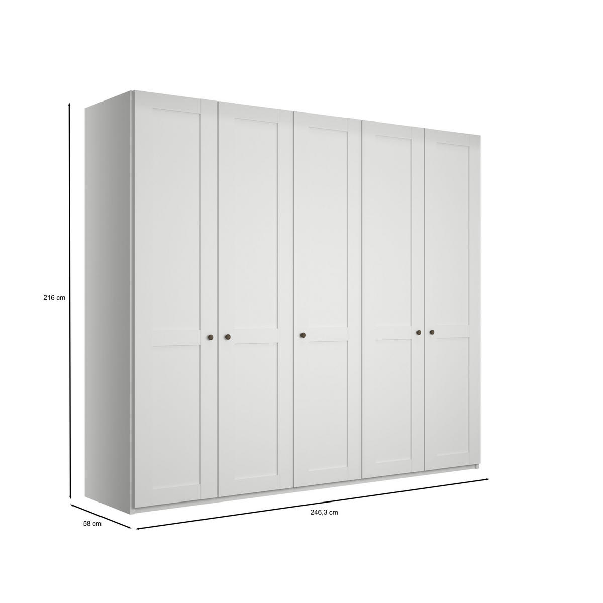 SCHLAFZIMMER Greenholm in Weiß 4 teilig mit Kleiderschrank 250cm Breite ohne Spiegel, Doppelbett 180x200cm, zwei Nachttisch - Weiß, Holzwerkstoff (80/200/120cm)