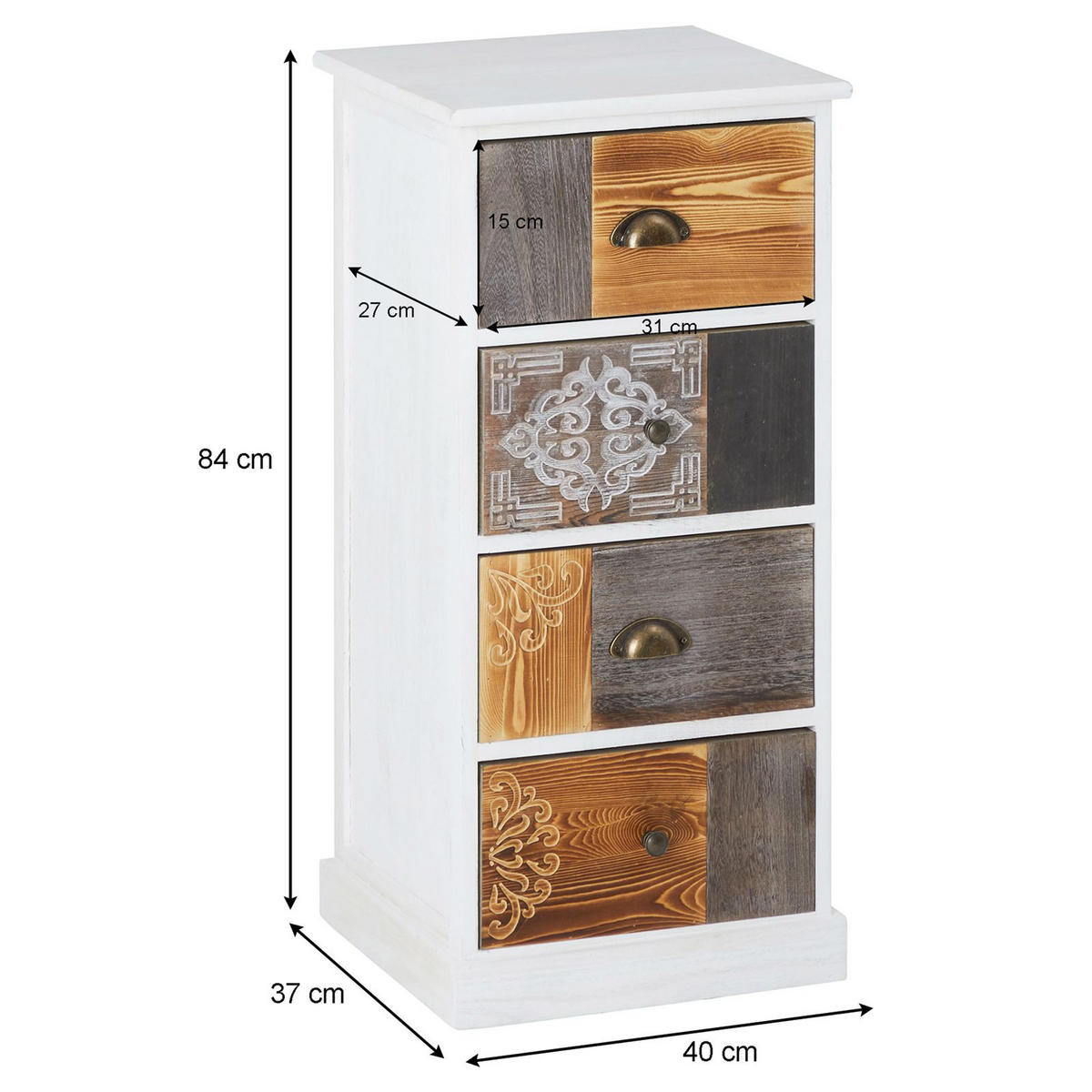 KOMMODE CARA - Weiß, Holz (40/84/37cm) - CARO-Möbel