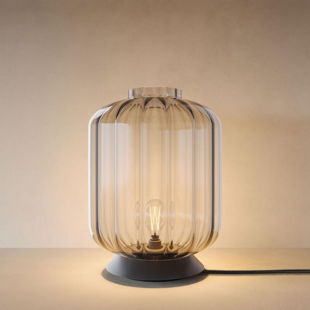 TISCHLAMPE Velo Braun Ø 18cm - Braun, Glas (18/18/36cm) - s.luce