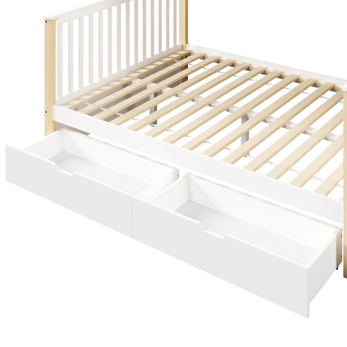 ETAGENBETT 90/140/200 cm DE-04833, mit Schubladen und Stauraum in Weiß - Weiß/Naturfarben, Holz/Holzwerkstoff (140/200cm) - ComfortXL