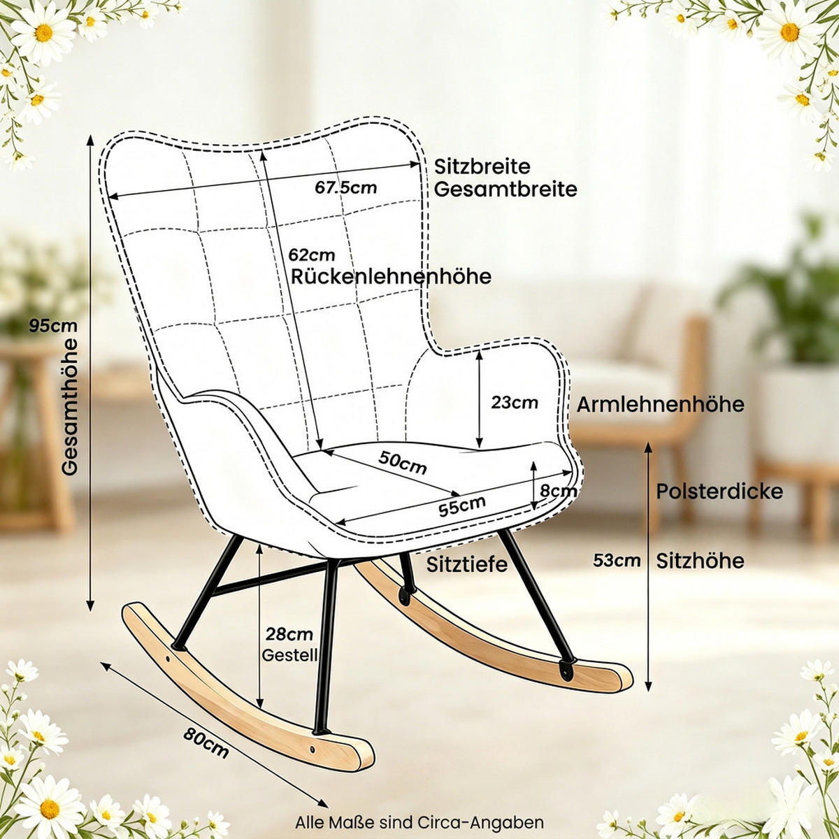 SCHAUKELSTUHL Beige Samt mit Hoher Rückenlehne - Beige, Textil (65/95/67.5cm) - Oxeza