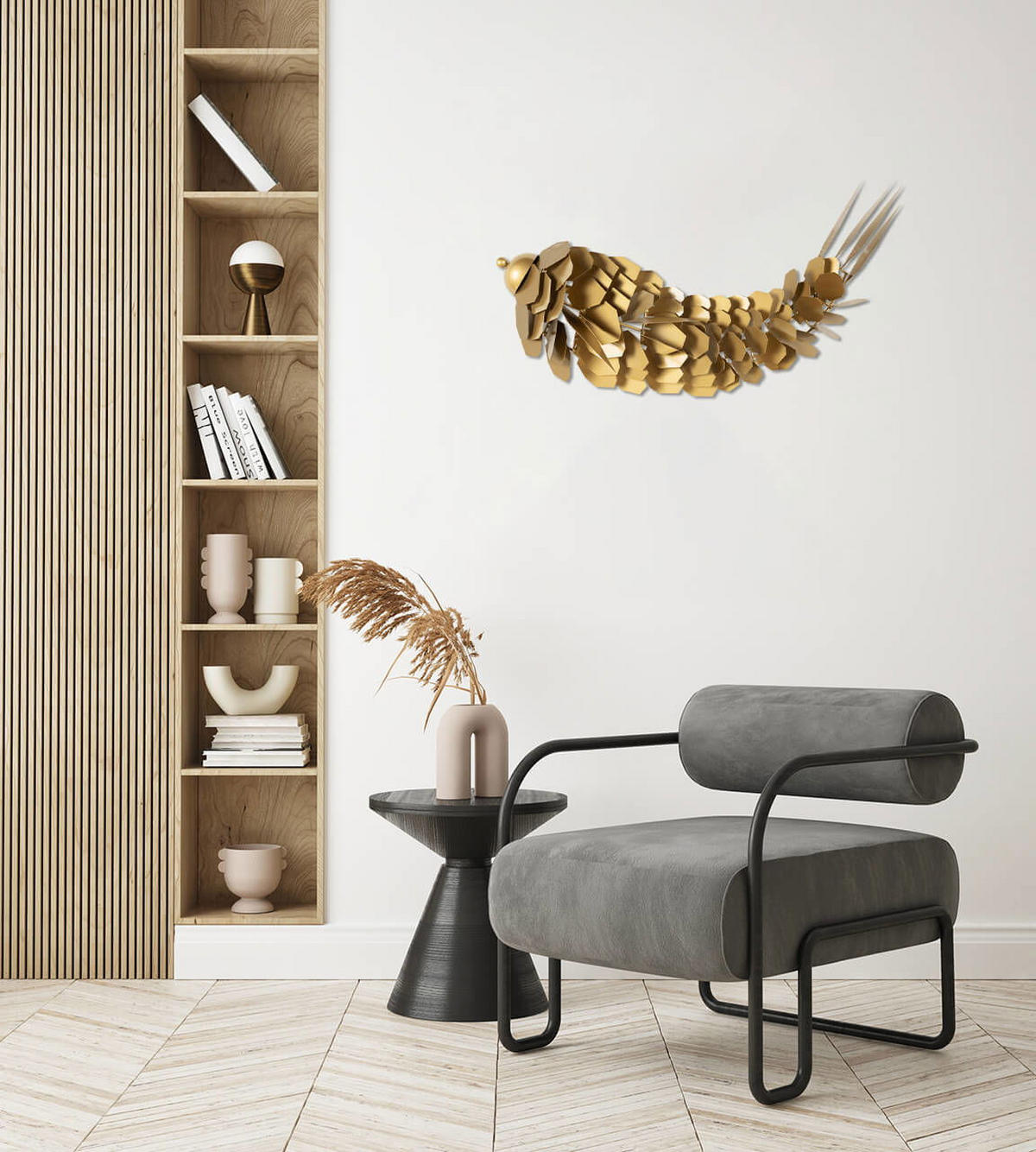 WANDDEKO Gold 70/34 cm - Goldfarben, Metall (2.42/34/10cm) - KUNSTLOFT