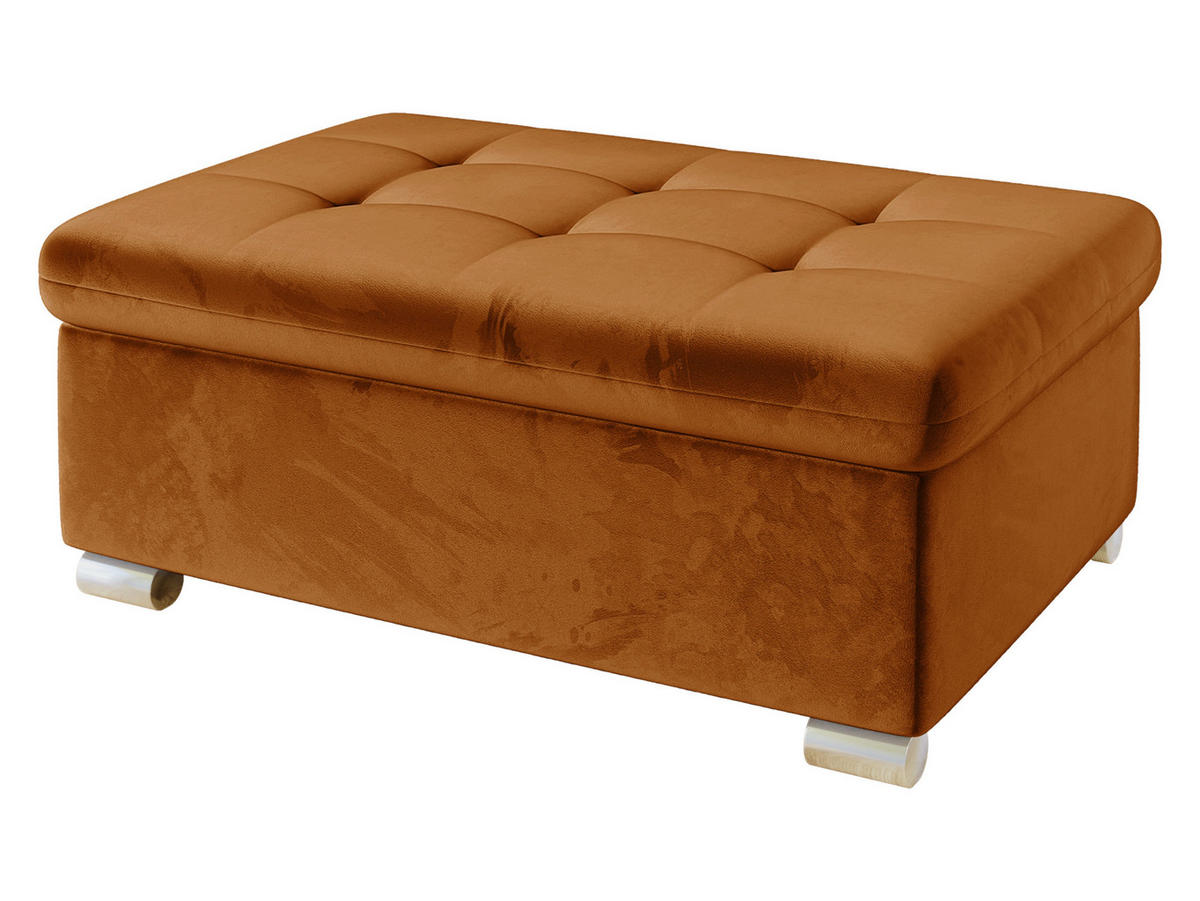 POLSTERHOCKER Niko Groß - Silberfarben/Bronzefarben, Holz/Textil (96/41/70cm) - MIRJAN24