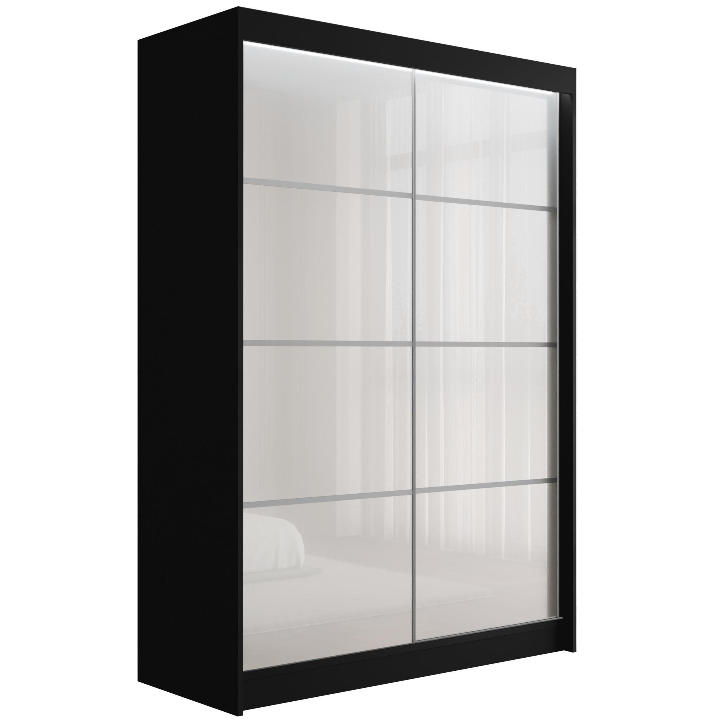 KLEIDERSCHRANK PEKA III mit LED - 120 cm - Schwarz|Weiß - Schwarz/Weiß, Holzwerkstoff (120/215/61cm) - ALTDECOR