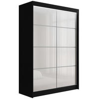 KLEIDERSCHRANK PEKA III mit LED - 150 cm - Schwarz|Weiß - Schwarz/Weiß, Holzwerkstoff (150/215/61cm) - ALTDECOR