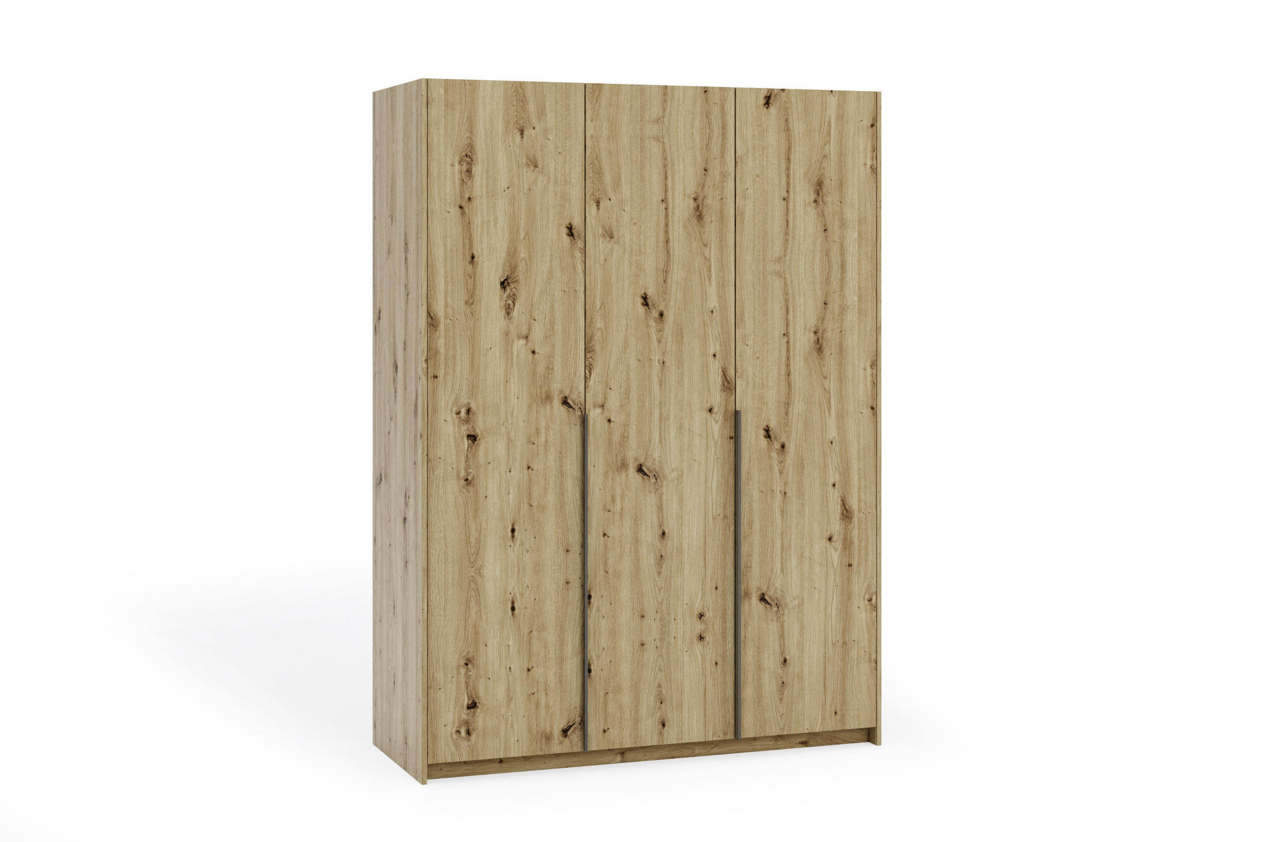 DREHTÜRENSCHRANK Apollonia ohne Spiegel 150x204cm 3-türig, artisan, schwarze Griffe - Schwarz/Braun, Kunststoff (58/205/150cm) - Margaret Hadas24