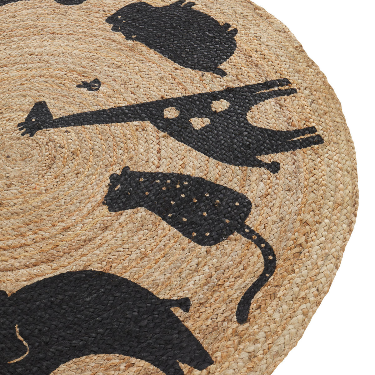KURZFLOR-TEPPICH Beige 120 cm Earth - Beige/Schwarz, Naturmaterialen (120/120cm) - Beliani