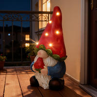 40 cm Erdbeer-Zwergelf LED Gartenfigur Zwerg, Garten- und Hofdekoration Geschenkidee für Mama - Multicolor, Naturmaterialien (19.5/40/19cm) - Hometopia