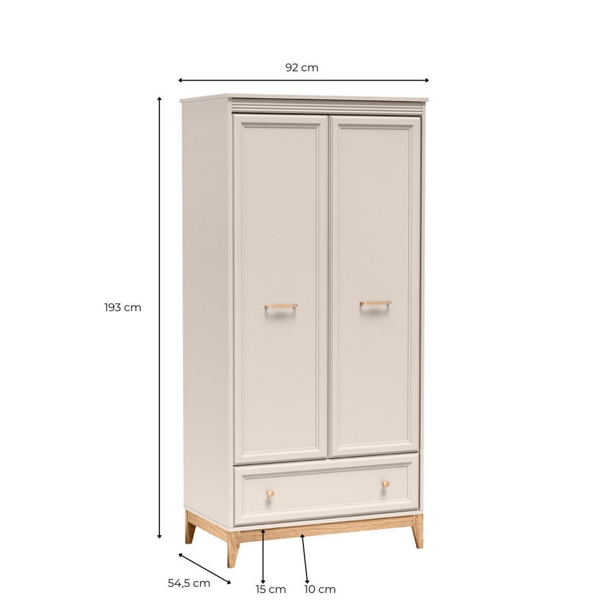 KLEIDERSCHRANK Windsor W-10 92 x 193 x 54,5 cm Kaschmir - Kaschmir/Eichefarben, Eichenholz/Holzwerkstoff (92/193/54.5cm) - Koseto