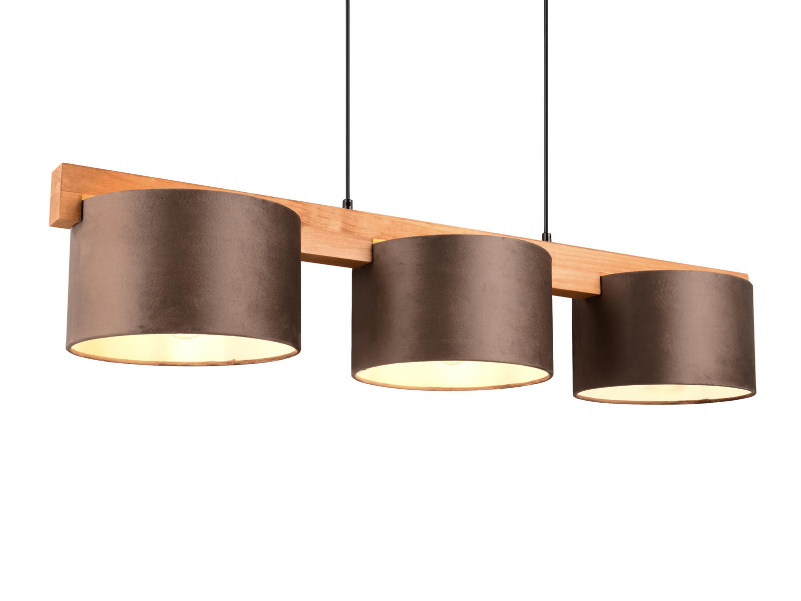 PENDELLEUCHTE Holz Breite 100cm, Lampenschirme Samt Braun - Braun/Naturfarben, Holz/Textil (25/100/150cm) - meineWunschleuchte