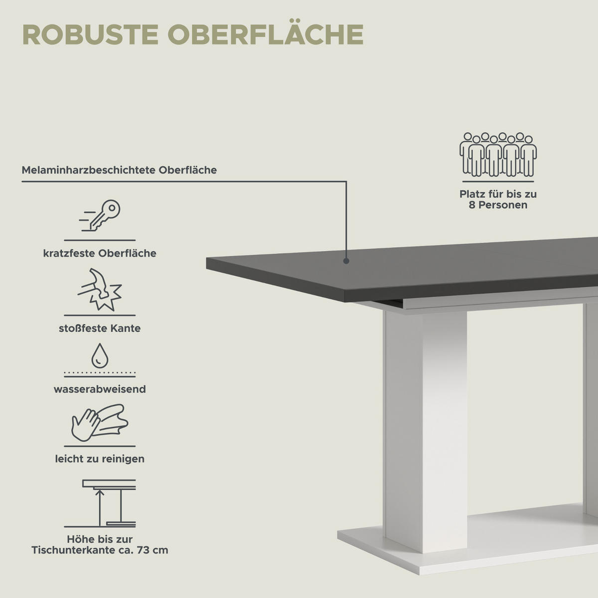 ESSTISCH weiß, grau, Küchentisch ausziehbar 150 - 190 cm - Weiß/Grau, Holzwerkstoff/Metall (150/90/76cm) - Inn.Furn