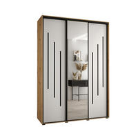 SCHWEBETÜRENSCHRANK 235,2/180/60 3-türig - Schwarz/Weiß, Holz/Metall (180/235/60cm) - Abiks Möbel
