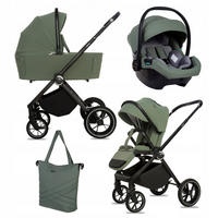 KINDERWAGEN Gavia 3in1 Sapphire Babywanne, Buggy Sportsitz, Babyschale I-Size - Schwarz/Grün, Textil/Metall (58/99cm) - BabyLux