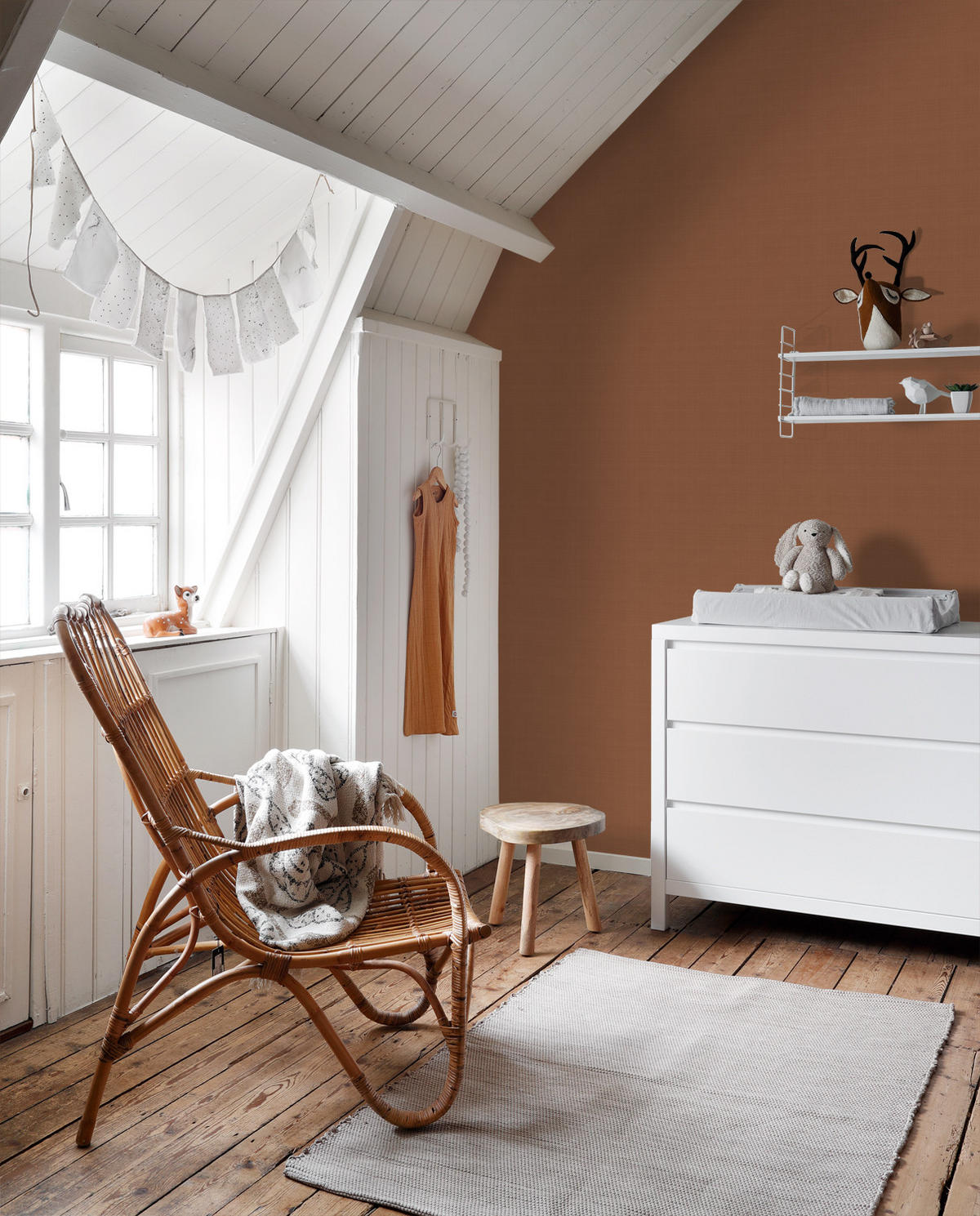 TAPETE Leinen-Optik 53 cm x 10.05 m - Terracotta, Papier (53/1000cm) - ESTAhome