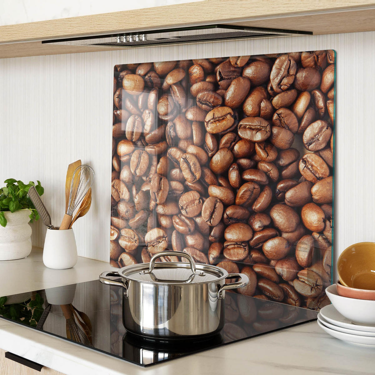 GLASPLATTE 60x52 cm Kaffeebohnen - Braun, Glas (60/0.4/52cm) - TULUP