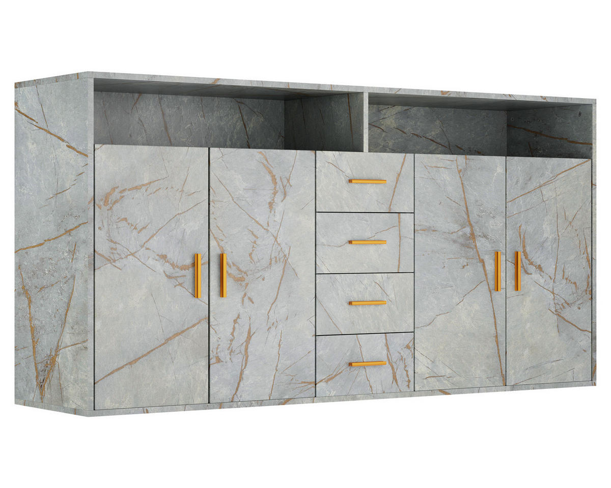 SIDEBOARD in 160/81/40cm - Grau, Holzwerkstoff/Metall (160/81/40cm) - HOMAVO