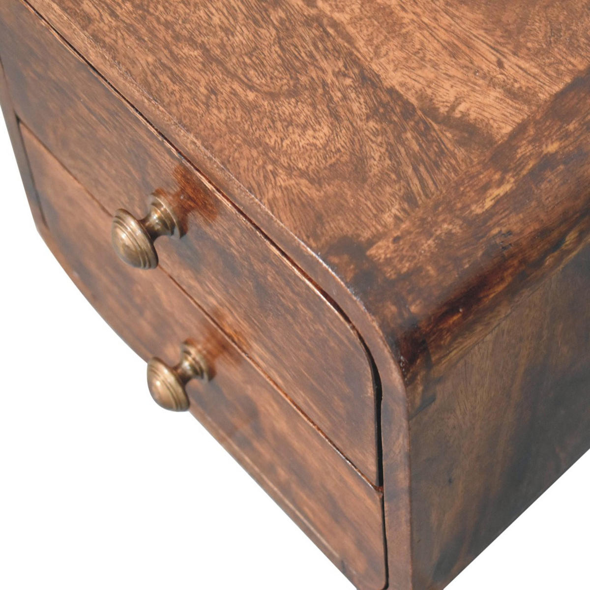 NACHTKASTEN Mini Geschwungen Kalifornisch Nussbaum Wandmontiert, 2 Schubladen, Dunkelbraun - Messingfarben/Nussbaumfarben, Holz/Metall (30/25/25cm) - Artisan Furniture