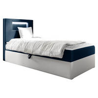 BOXBETT Gold Junior 1, Seite zum Öffnen des Bettkastens: Links - Blau/Weiß, Holz (100/200cm) - MIRJAN24