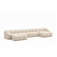 ECKSOFA Modulare U-Form, Veloursstoff Bluvel, Creme, CROISSANT U XL - Creme, Holz (448/72/190cm) - Kaiser Möbel