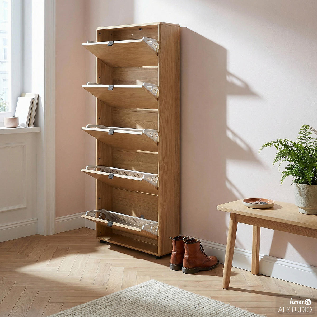 FURNIERTER SCHUHKIPPER - Eichefarben, Holzwerkstoff/Kunststoff (64/181/17cm) - home24