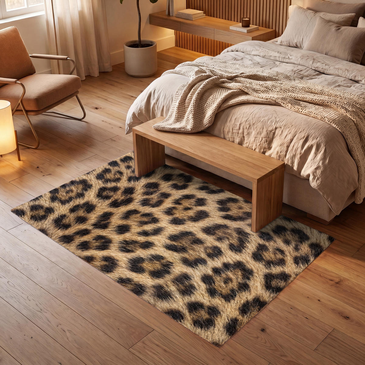 KOBERCE - Leopard - Kabát - Klasický - Hnedý - 180x120 cm - hnedá, textil/plast (180/0.4cm) - OnlyWow