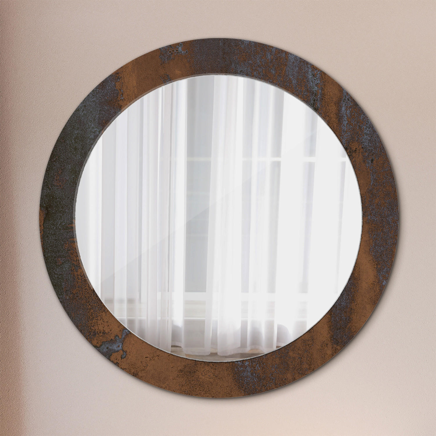 SPIEGEL Ø70 cm Rund mit Aufdruck - Braun, Glas (70/70/0.4cm) - TULUP