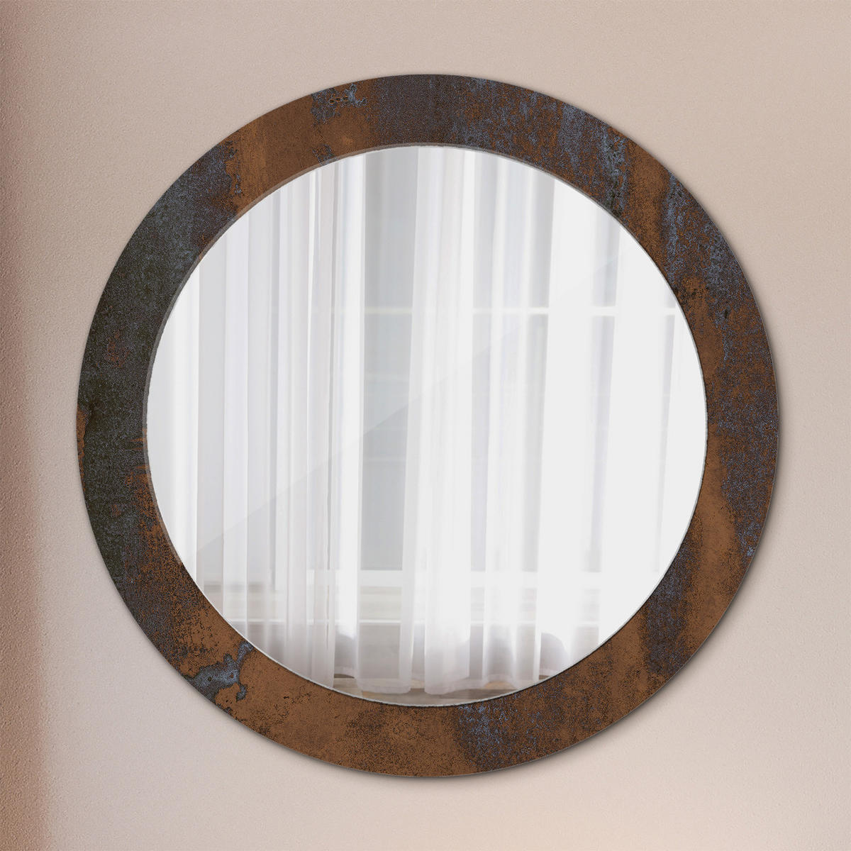 SPIEGEL Ø70 cm Rund mit Aufdruck - Braun, Glas (70/70/0.4cm) - TULUP