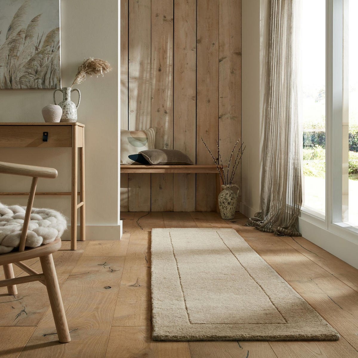 WOLLTEPPICH MOLE, einfarbig, Natur, 60 x 230 cm - Beige, Textil (60/230cm) - KADIMA DESIGN
