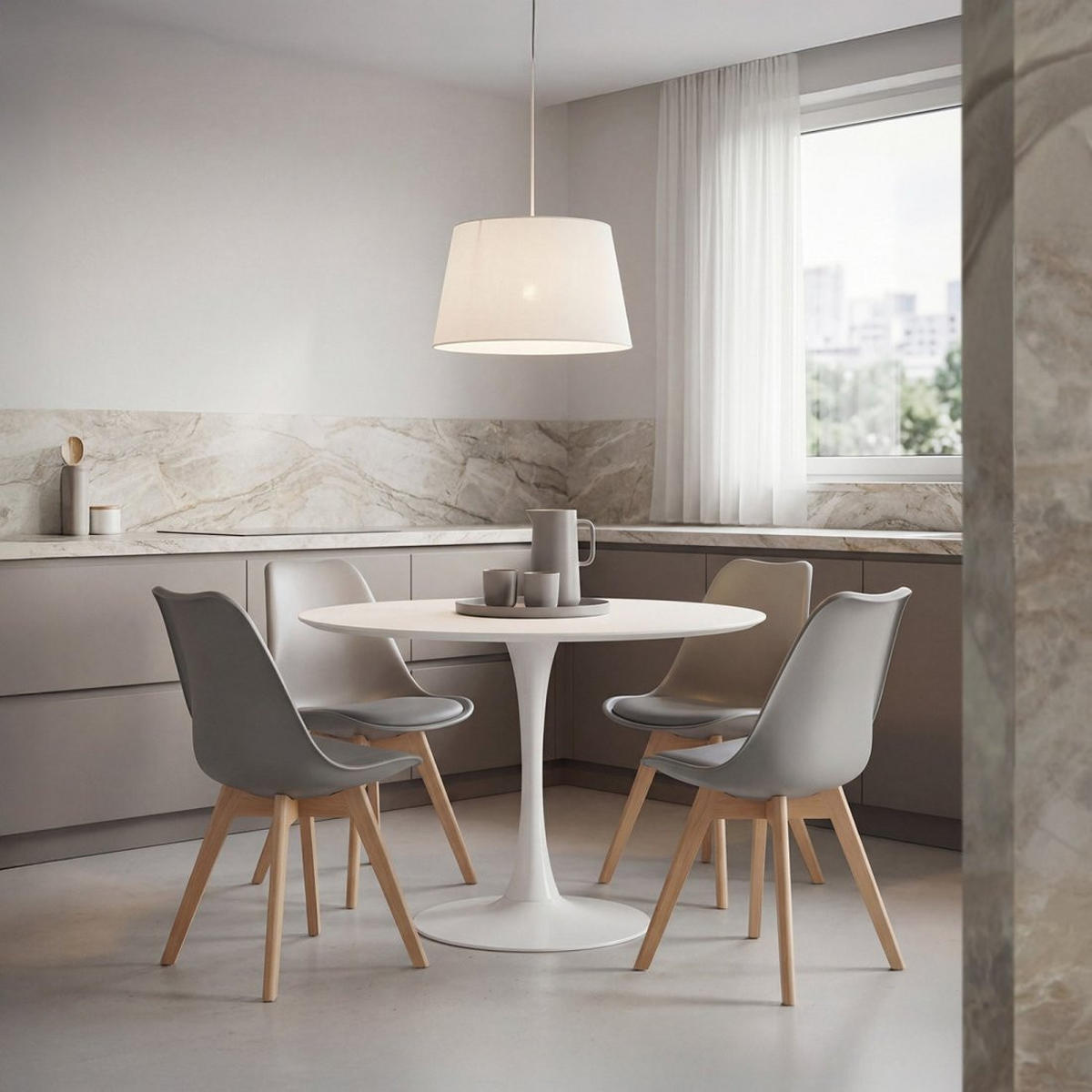 ESSZIMMERSTUHL Kler Grau 48 cm x 82 cm 4er-Set - Grau, Kunststoff (48/82/57cm) - Klast Home