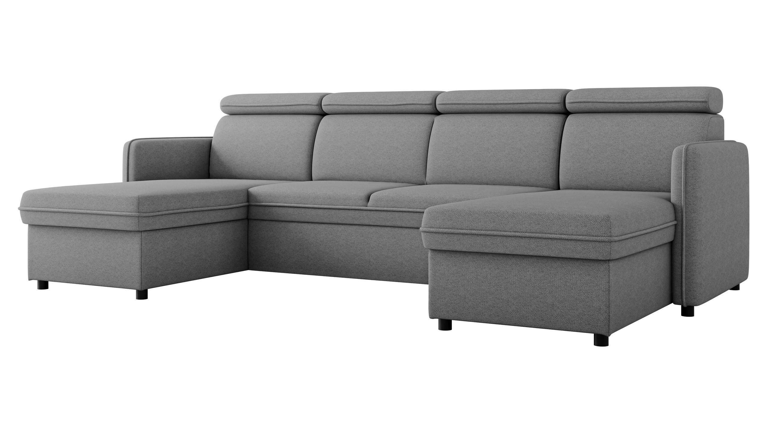 WOHNLANDSCHAFT Barcelo U - Schwarz/Grau, Holz/Textil (284/84/166cm) - MIRJAN24