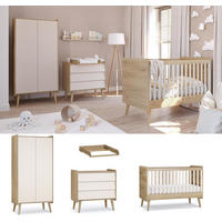 BABYZIMMER Vienna Fresh Set A - 4-teilig - Eichefarben/Beige, Holzwerkstoff (90/185/51cm) - QMM TraumMöbel