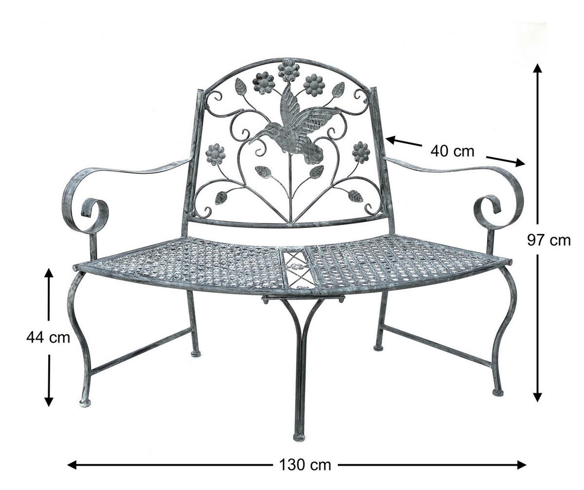 SITZBANK Halbrund Metall Grau 130 cm 96013 - Grau, Metall (130/97/50cm) - DanDiBo