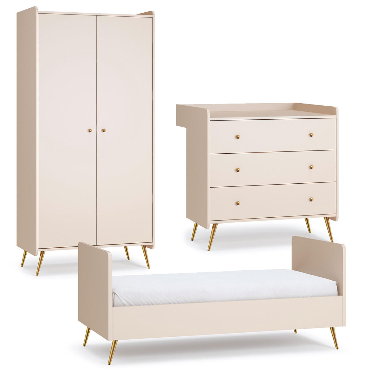 BABYZIMMER 3-teilig Lunea Kaschmir - Beige, Holzwerkstoff (143.4/91/74.8cm) - Petits-meubles
