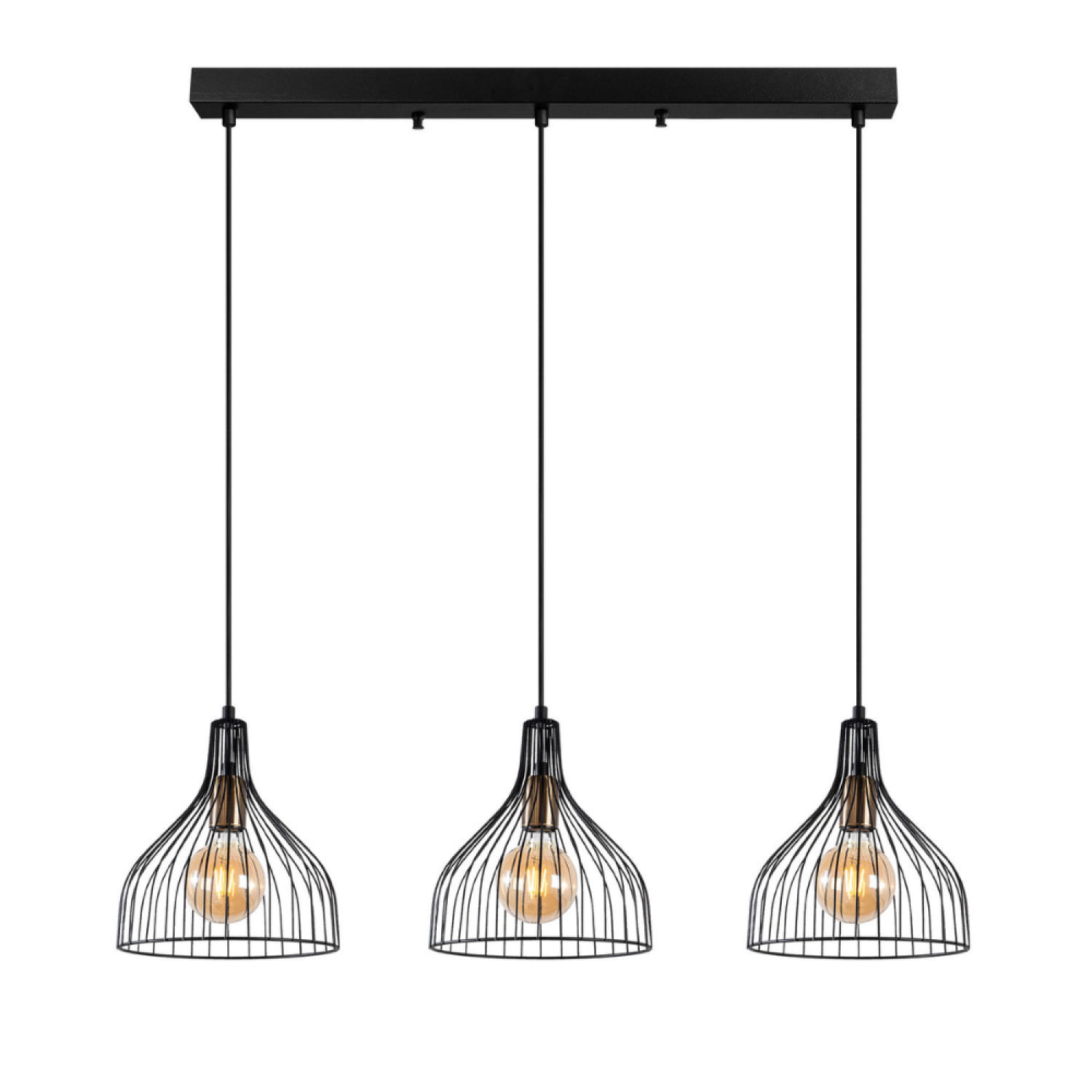HÄNGELEUCHTE Marie Farbe Schwarz 40w 3 Glühbirnen - Schwarz, Metall (28/94/121cm) - Concept Usine