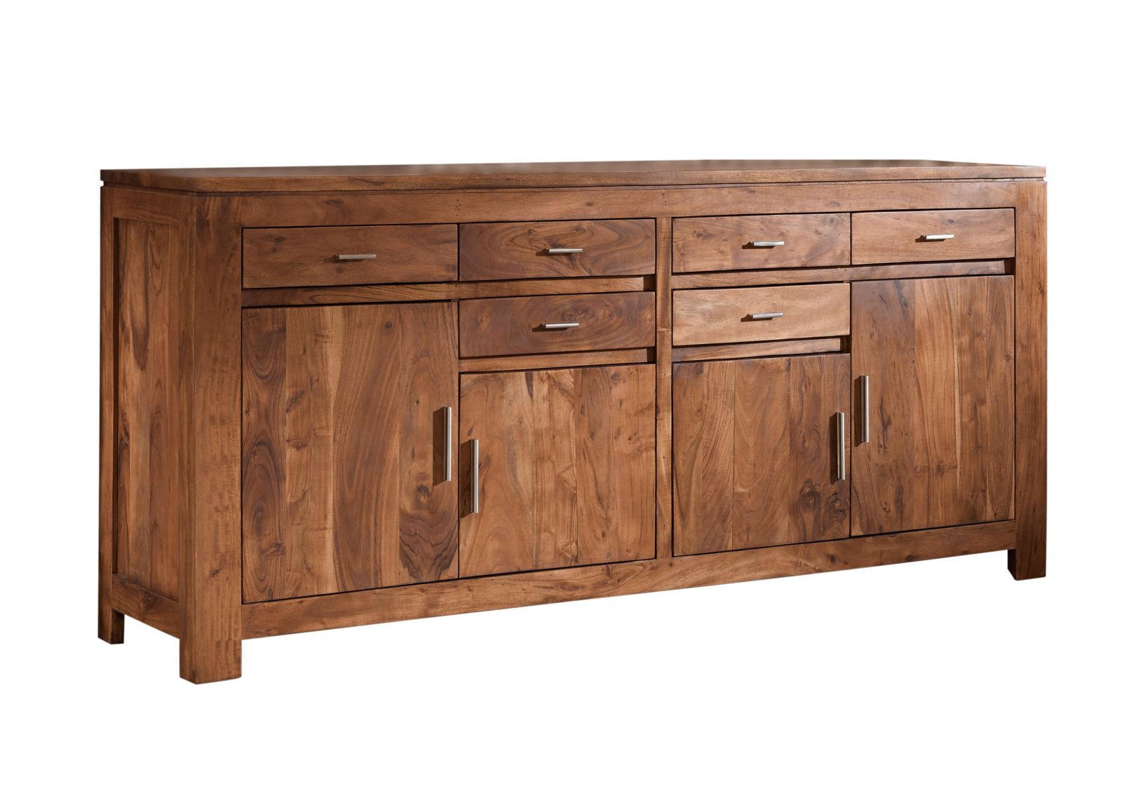 SIDEBOARD Akazie 200x45x90 hellbraun lackiert SHAMAN #41 - Braun, Holz (200/90/45cm) - Massivmoebel24