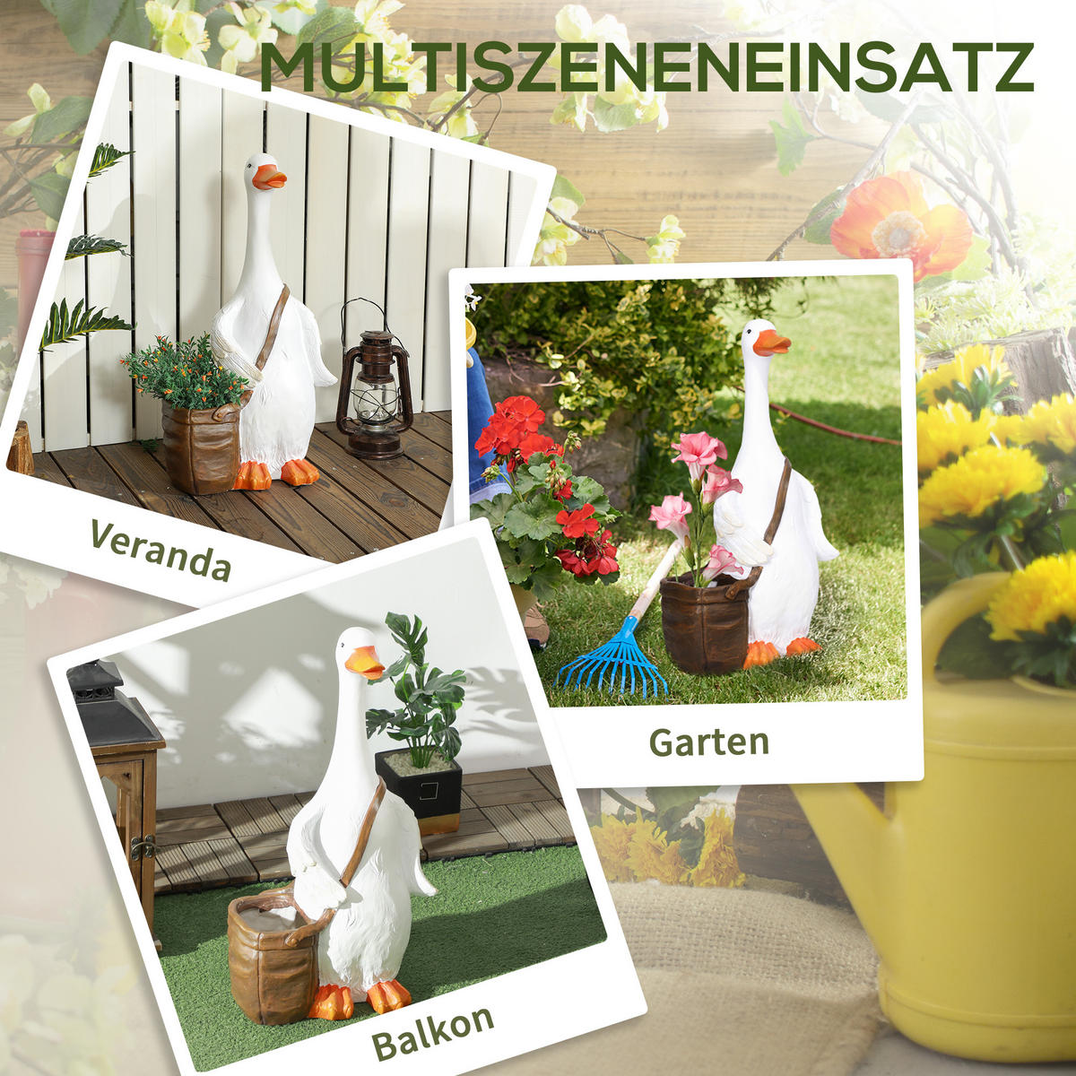 PFLANZTOPF mit Entwässerungsbohrung, Kräutertopf für Indoor, Outdoor, Kunstharz - Weiß, Kunststoff (60cm) - Outsunny